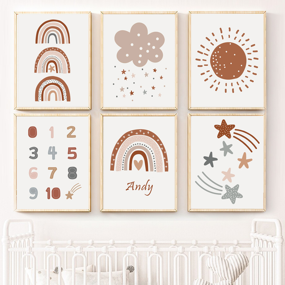 Boho Nursery Poster Canvas Pri - Kids Education Name recension och pris